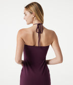 Halter Tie Back Midi Dress with Pockets — Fig — view 6