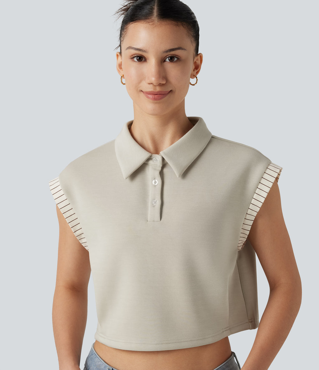 Dropped Short Sleeve Color Block Casual T-Shirt — Silver Lining — view 1