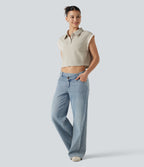 Dropped Short Sleeve Color Block Casual T-Shirt — Silver Lining — view 6