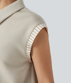 Dropped Short Sleeve Color Block Casual T-Shirt — Silver Lining — view 5