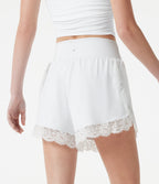 Airy High Waisted Tummy Control Lace Hem 2-in-1 InstantCool Running Shorts 3'' with Pockets — White — view 2