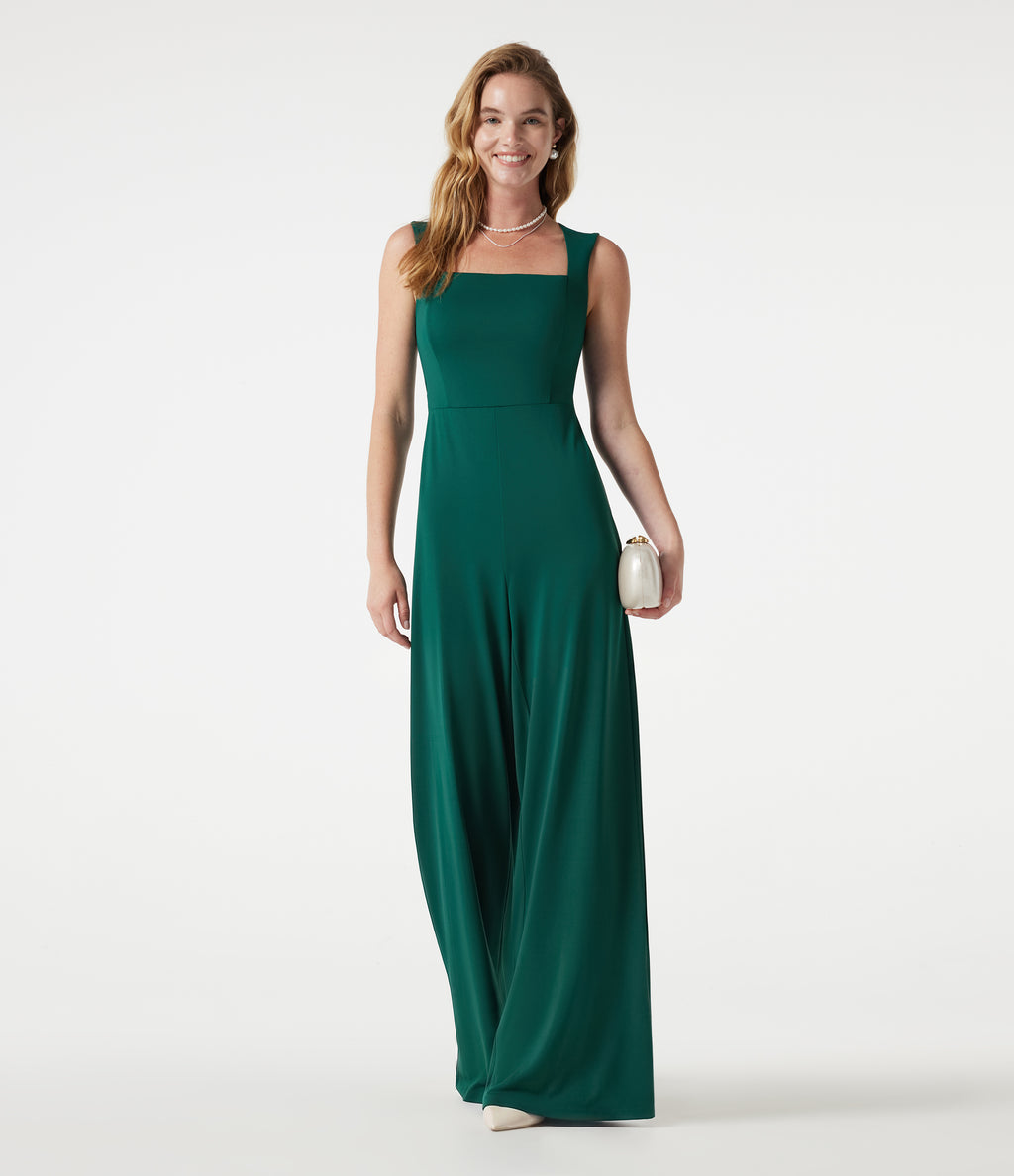 Square Neck Built-in Bra Sleeveless Jumpsuit-Edition — Rain Forest — view 7