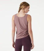 V Neck Asymmetric Hem Side Ruched Yoga Tank Top — Tawny Pink — view 2