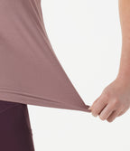 V Neck Asymmetric Hem Side Ruched Yoga Tank Top — Tawny Pink — view 6