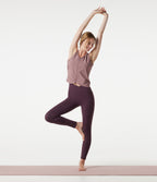 V Neck Asymmetric Hem Side Ruched Yoga Tank Top — Tawny Pink — view 7