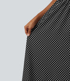 Sleeveless Backless Crossover Built-in Bra Polka Dot Midi Casual Flowy Dress with Pockets DD-F Cups — Midnight Dots — view 6