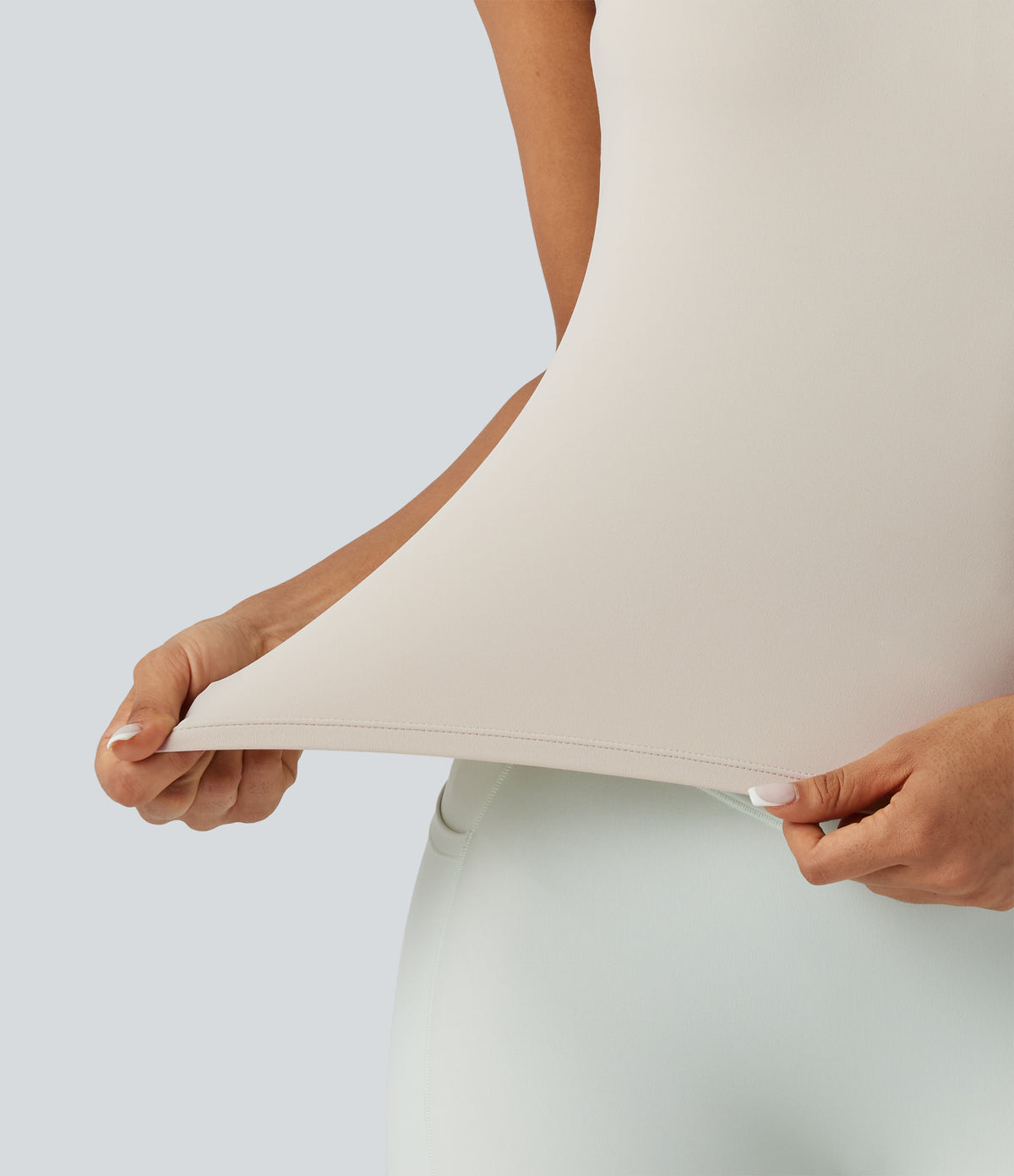 Underarm Smoothing V Back Built-in Bra Workout Tank Top — Earth Tile Gray — view 8
