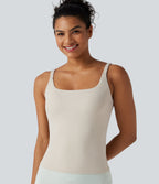 Underarm Smoothing V Back Built-in Bra Workout Tank Top — Earth Tile Gray — view 6