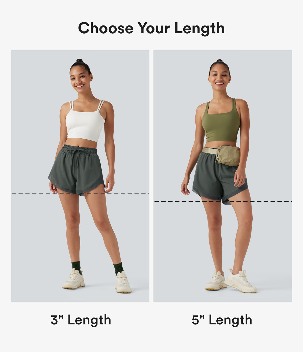 Mid Rise Drawstring Curved Hem Contrast Mesh 2-in-1 Running Shorts 3'' with Pockets — Urban Chic — view 2