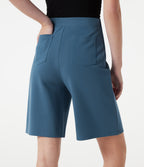 High-waisted Decorative Buttons Work Baggy Shorts with Pockets — Stellar — view 5