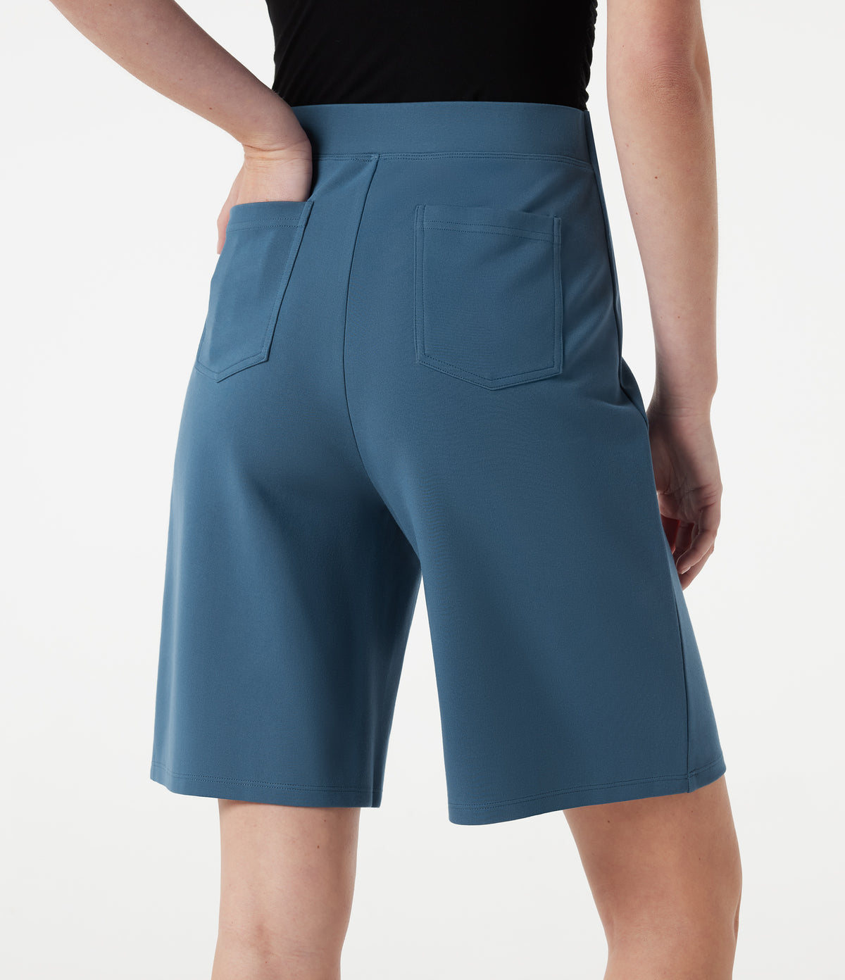 High-waisted Decorative Buttons Work Baggy Shorts with Pockets — Stellar — view 5