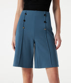 High-waisted Decorative Buttons Work Baggy Shorts with Pockets — Stellar — view 4