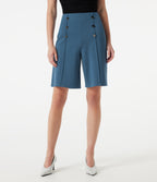High-waisted Decorative Buttons Work Baggy Shorts with Pockets — Stellar — view 1