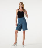 High-waisted Decorative Buttons Work Baggy Shorts with Pockets — Stellar — view 7