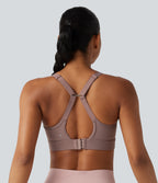 Medium Support U-Neck Backless Adjustable Buckle Molded Spacer Training Sports Bra — Dusty Rose — view 4