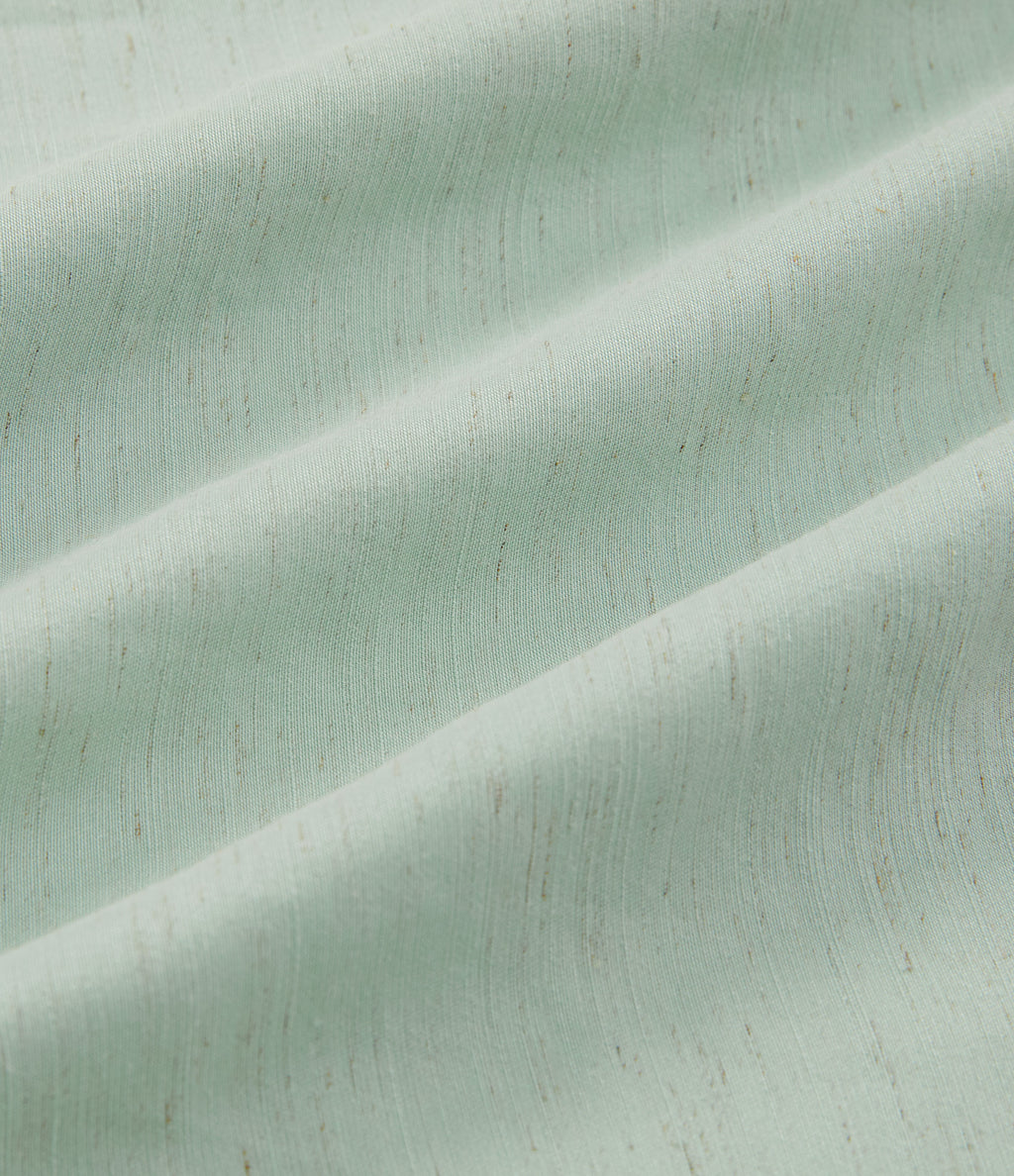 V Neck Short Sleeve Tie Back Midi Casual Linen-Blend Flowy Dress with Pockets — Silt Green — view 6