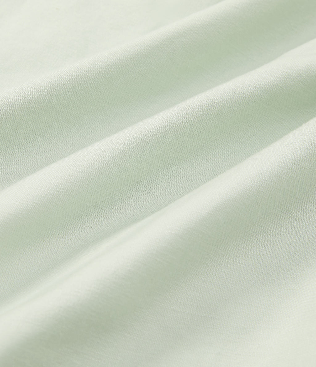 Boat Neck Cap Sleeve Tie-side Casual Linen-Blend Blouse — Phantom Green — view 8