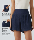 High-waisted 2-in-1 Crinkle Casual Baggy Shorts with Pockets — Spellbound — view 1