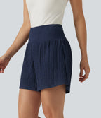 High-waisted 2-in-1 Crinkle Casual Baggy Shorts with Pockets — Spellbound — view 3