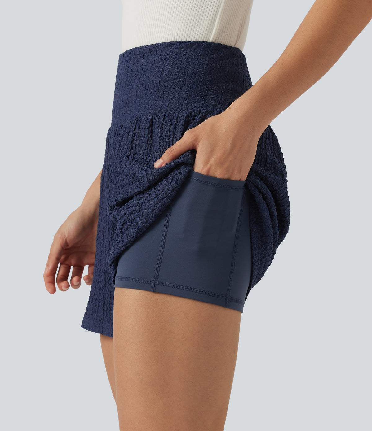 High-waisted 2-in-1 Crinkle Casual Baggy Shorts with Pockets — Spellbound — view 4
