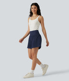 High-waisted 2-in-1 Crinkle Casual Baggy Shorts with Pockets — Spellbound — view 8