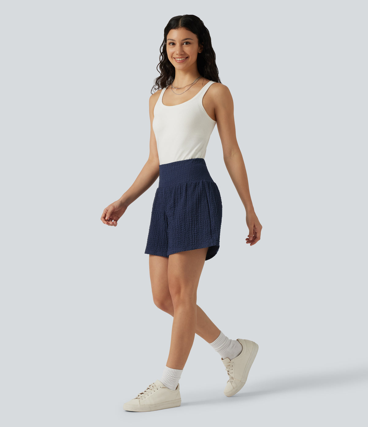 High-waisted 2-in-1 Crinkle Casual Baggy Shorts with Pockets — Spellbound — view 8