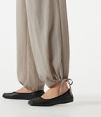 High-waisted Drawstring 2-in-1 Work Linen-Blend Barrel Leg Trousers with Pockets — Island Fossil — view 5