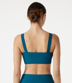 Deep V Neck Built-in Bra Push-Up Bikini Top Swimsuit — Lyons Blue — view 2