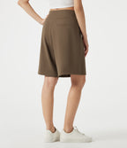 High Waisted Work Baggy Shorts 9'' with Pockets — Sepia — view 2