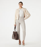 High Waisted Herringbone Work Trousers with Pockets — Earthy Brown — view 7