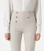 High Waisted Herringbone Work Trousers with Pockets — Earthy Brown — view 4