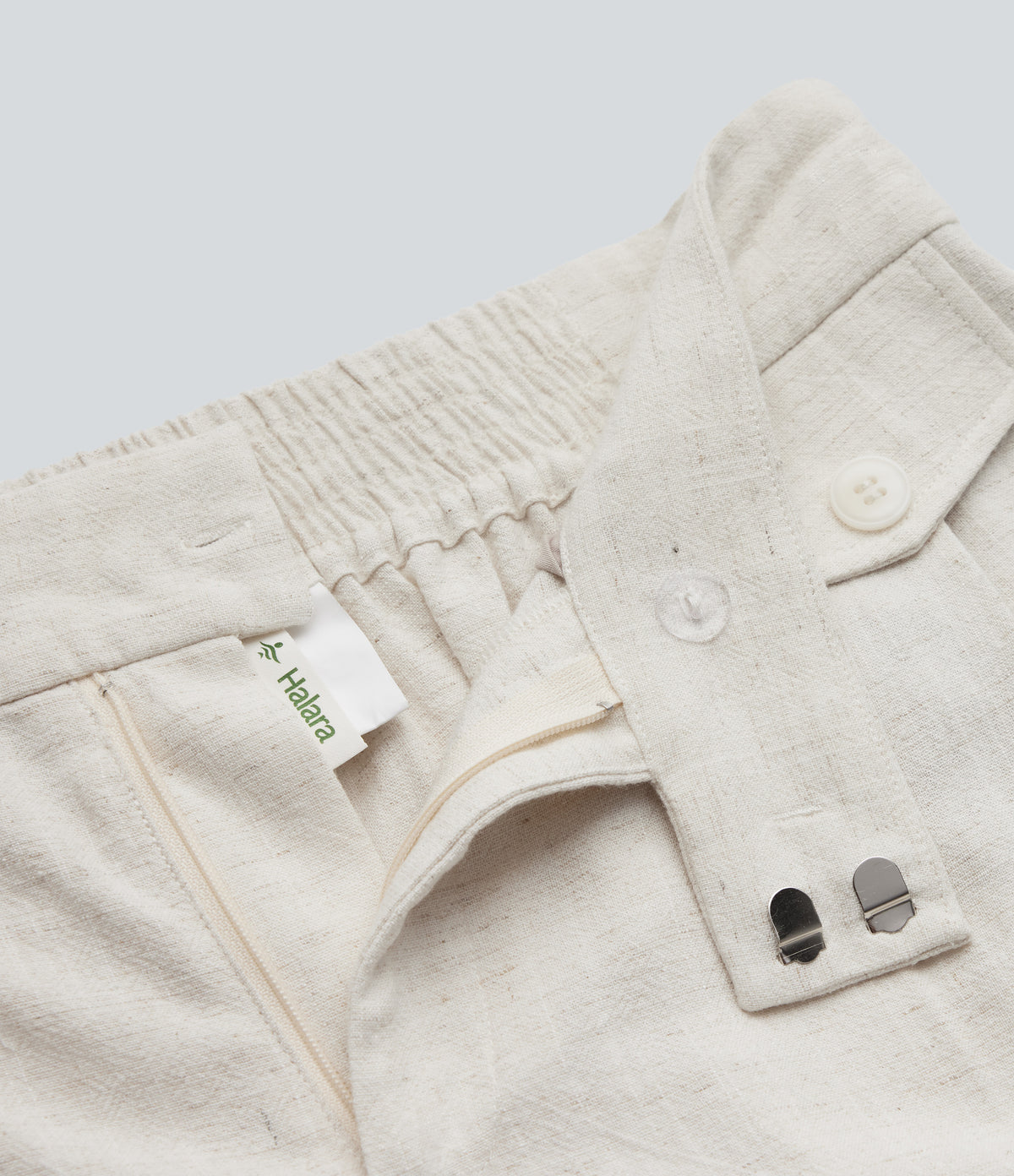 High Waisted Casual Linen-Blend Shorts 6'' with Pockets — Whisper White — view 7