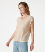 V Neck Short Sleeve Casual T-Shirt — Whisper White — view 3