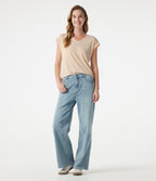 V Neck Short Sleeve Casual T-Shirt — Whisper White — view 7