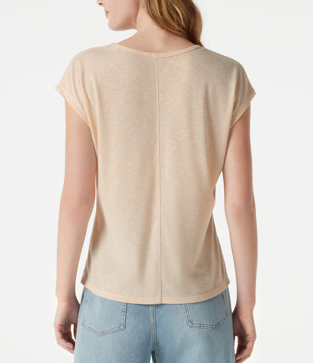 V Neck Short Sleeve Casual T-Shirt — Whisper White — view 5
