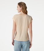V Neck Short Sleeve Casual T-Shirt — Whisper White — view 2