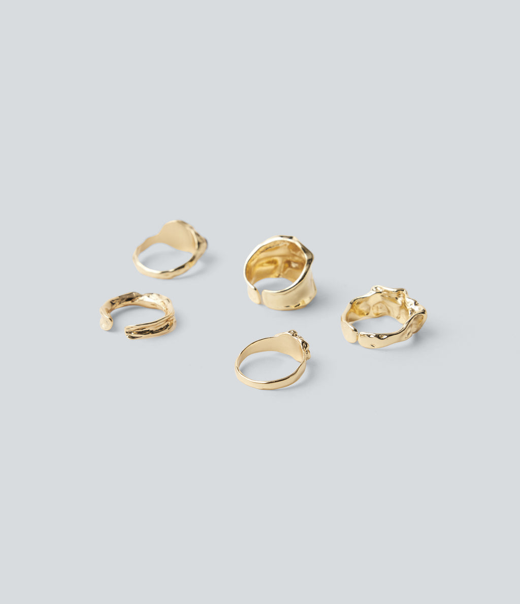 5-Pieces Alloy Rings Set — Gold — view 2