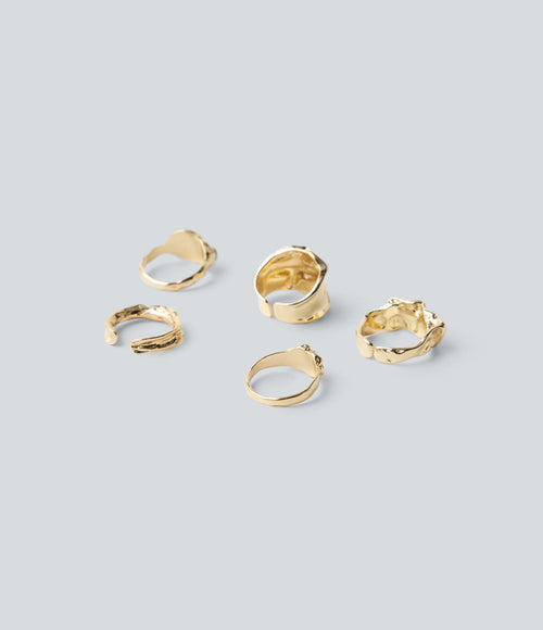 5-Pieces Alloy Rings Set — Gold — view 2