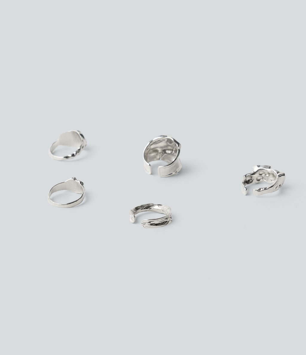 5-Pieces Alloy Rings Set — Silver — additional view