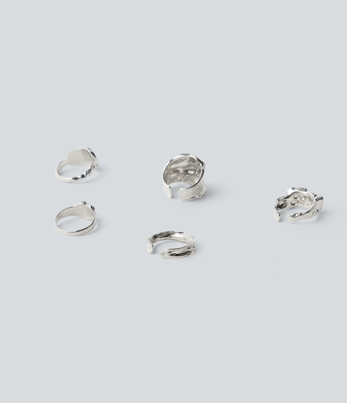 5-Pieces Alloy Rings Set — Silver — additional view