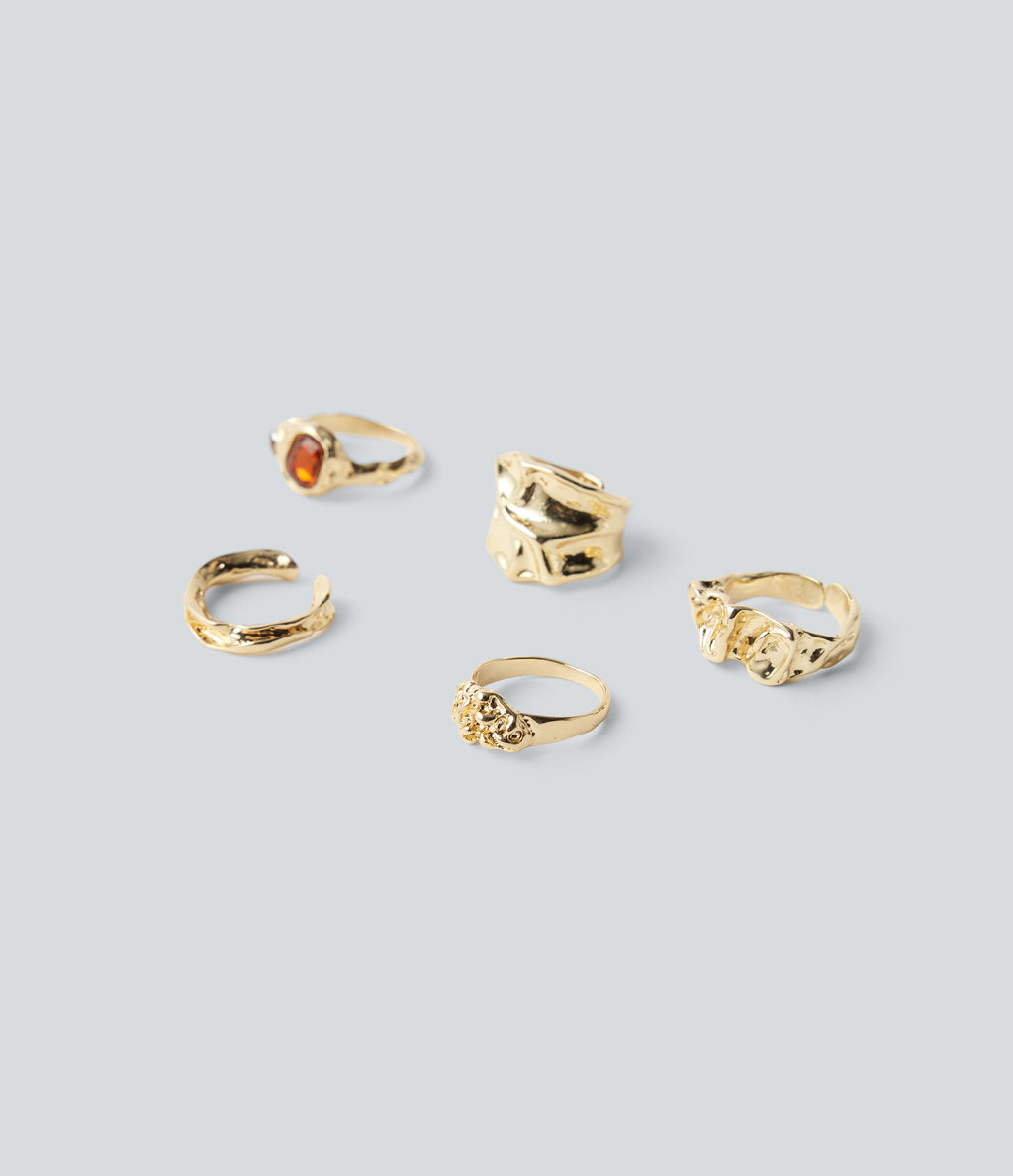 5-Pieces Alloy Rings Set — Gold — view 1