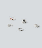 5-Pieces Alloy Rings Set — Silver — view 4