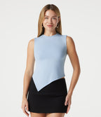 Round Neck Asymmetric Hem Casual Tank Top — Sunday Best - Sky Blue — view 4