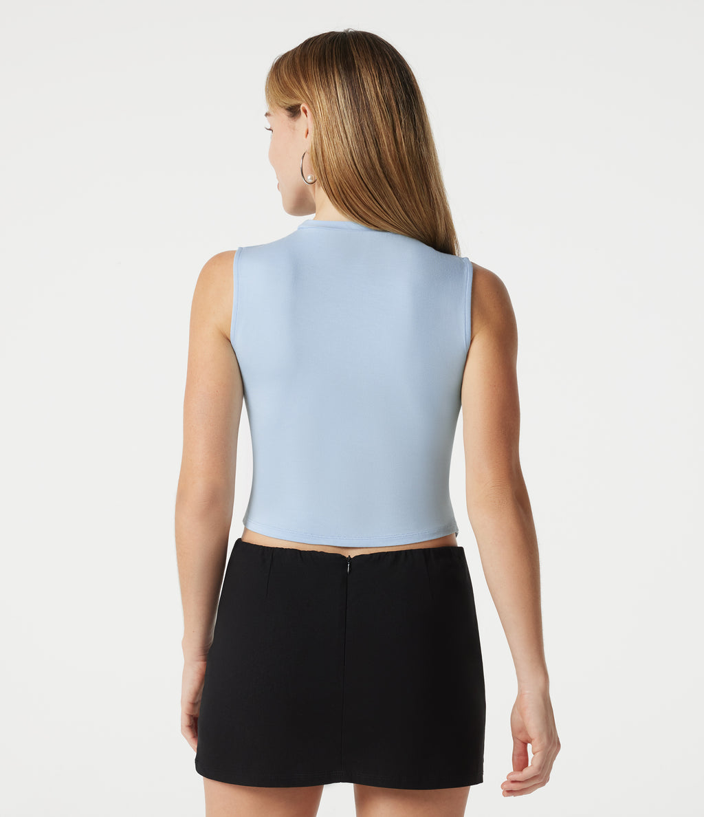 Round Neck Asymmetric Hem Casual Tank Top — Sunday Best - Sky Blue — view 2