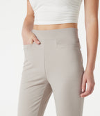 High-waisted Slim Herringbone Golf Capri Trousers with Pockets — Moonbeam — view 4
