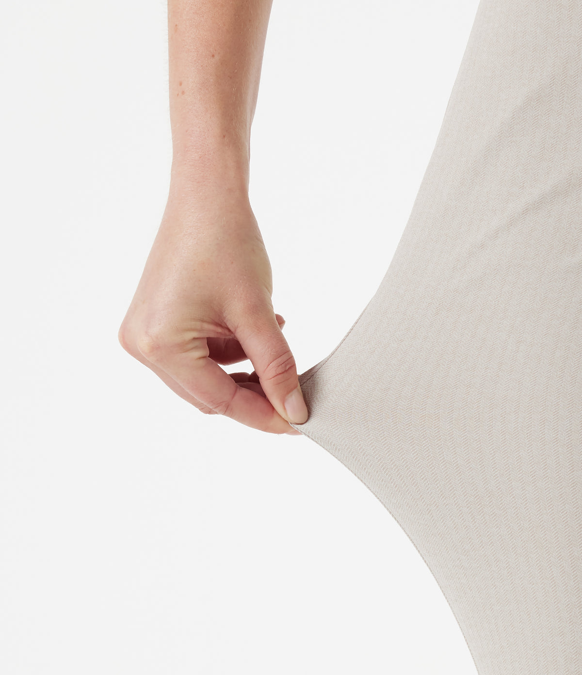 High-waisted Slim Herringbone Golf Capri Trousers with Pockets — Moonbeam — view 7