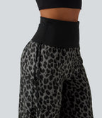 Foldover High Waisted Ruched Drawstring Baggy Leopard Print Casual Trousers with Pockets — Urban Ash Leopard — view 6