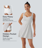 Built-in Bra 2-in-1 Polka Dot Mini Tennis Active Dress with Pockets-Edition — Snow Dots — view 1