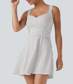 Built-in Bra 2-in-1 Polka Dot Mini Tennis Active Dress with Pockets-Edition — Snow Dots — view 8