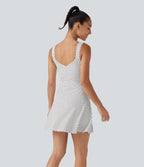 Built-in Bra 2-in-1 Polka Dot Mini Tennis Active Dress with Pockets-Edition — Snow Dots — view 2